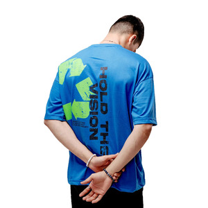Vente en gros 2025 100% coton biologique bleu hommes et femmes sérigraphie graphique t-shirts hommes surdimensionnés t-shirts en bas quantité minimale de commande - Product Image 5