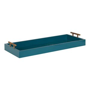 Ensemble de plateaux en bois tendance de couleur sarcelle vibrante avec forme rectangulaire et design élégant parfait pour la décoration intérieure et le service - Product Image 1