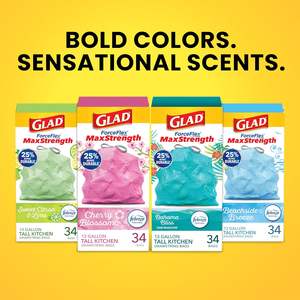 Sacs poubelle de cuisine Glad Tall, 13 gallons, MaxStrength, biodégradables, épais, transparents, avec cordon de serrage, 90 unités - Product Image 5