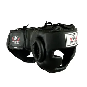 Protector de Cabeza de Boxeo de Color Negro con Logotipo Personalizado al por Mayor, Equipo de Boxeo de Entrenamiento de Cuero PU de Alta Calidad para Adultos - Product Image 1