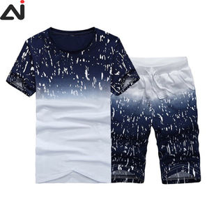 Conjunto de ropa deportiva de 2 piezas de verano unisex, Camiseta corta de talla grande con estampado personalizado para hombre, ropa deportiva suave para fitness - Product Image 6