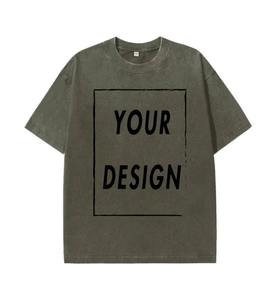 Oversized Short-Sleeved Retro Custom <b>Printed</b> Pattern T-Shirt <b>Neutral</b> Cotton Washed 240 Grams Street Wear for Men - Product Image 5