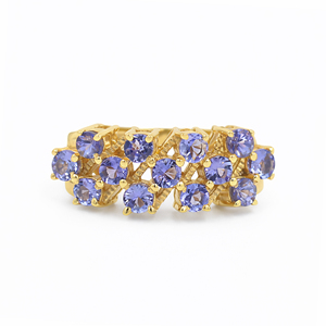 Anillo Clásico de Tanzanita con 13 Piedras Redondas Azules, Plata de Ley 925, Joyería de Diseño para Mujer - Product Image 2