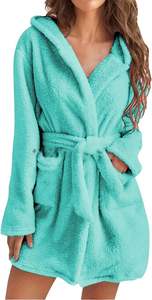 เสื้อคลุมอาบน้ำในเลานจ์ระบายอากาศได้ดีแห้งเร็วมีกระเป๋าข้างเป็นโครงเป็นโครง100% สำหรับผู้หญิงเสื้อผ้าคอตตอนโลโก้ตามสั่ง - Product Image 4