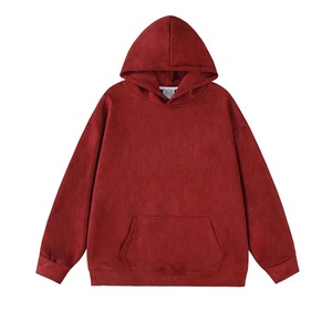 Sweat à capuche rouge personnalisé OEM pour homme, style streetwear, couleur unie - Product Image 1