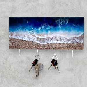 Porte-clés en bois avec logo personnalisé, art en résine, décoration pour la maison/le bureau, porte-clés écologique et imperméable pour mariage, anniversaire, rentrée scolaire - Product Image 1