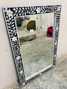 Espejo con incrustaciones de hueso y espejo de pared con incrustaciones de hueso moderno hecho a mano, espejo decorativo de pared - Product Image 2