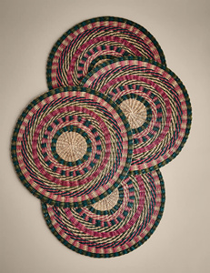 Mantel Individual redondo de algas marinas de estilo bohemio, acento de mimbre tejido a mano para decoración de mesa rústica - Product Image 3