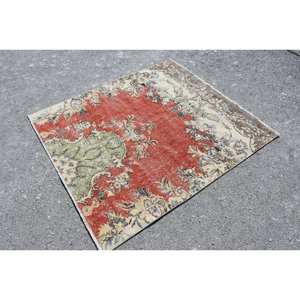 Tapis Kilim vert rouge classique 4.5x5.1 pieds laine grande surface motif abstrait turc 10mm épaisseur ensembles de tapis de support en Latex - Product Image 3