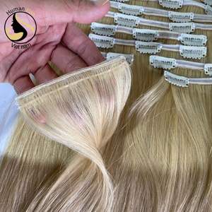 Extensions de cheveux 100% naturels lisses — queen beauty, cheveux humains, couleur Blonde, Double tissage, avec clips, prix d'usine, meilleur qualité - Product Image 4