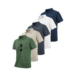 Chemises polo pour hommes à manches longues personnalisables pour le printemps/été, tissu jersey respirant avec motif uni à col montant - Product Image 4