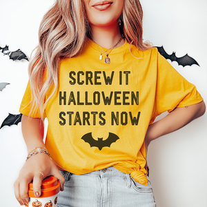 Camiseta Ajustada para Mujer con Estampado 'Screw It Halloween Starts Now', de Algodón Transpirable, Disponible en Tallas XS, S, M, L, XL, XXL - Product Image 3