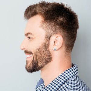 Classic 10K Yellow <b>Gold</b> Plated Round Cut Lab Grown Stud <b>Earring</b> for <b>Men</b> Smart Minimal Style Trendy Wedding Gift Party Engagement - Product Image 2