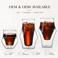 Tasse en verre borosilicate à double paroi de 120 ml, 260 ml, 320 ml, faite à la main, pour café, thé, boissons