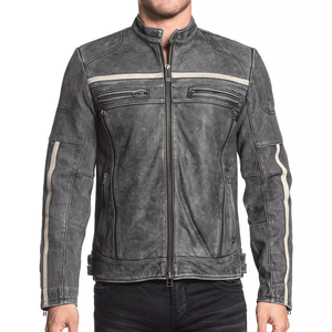 Chaqueta de moto de cuero negro genuino para jinetes con rayas rojas blindada CE chaqueta de moto de cuero de pista protegida para hombres - Product Image 4