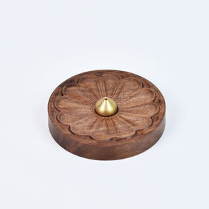 Nouveau Porte-encens décoratif avec récupérateur de cendres, en bois massif naturel, forme ronde, cadeaux de Ramadan EID, porte-bâtonnets d'encens - Product Image 5