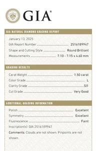 B2B D'Vins Jewels para GIA Certified 1,50 CT Diamante blanco suelto Redondo natural K Color FL FLOW Pureza EX Corte pulido - Product Image 3