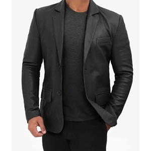Blazer en cuir à la mode pour hommes sur mesure Blazer en cuir à la mode pour hommes, Blazer en cuir pour hommes Coupe décontractée Produit de haute qualité très vendu - Product Image 2