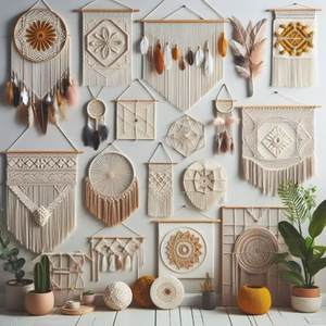 Vente en gros de tenture murale en macramé personnalisable de différentes tailles pour les espaces de vie rustiques modernes avec décoration murale à motif végétal - Product Image 5