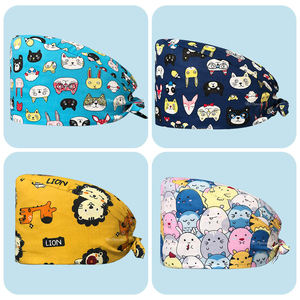 Diseño de impresión personalizada Mujeres Enfermera Pelo largo Satén Forrado Scrub Caps Hospital Enfermería Cola de caballo Scrub Cap con logotipo - Product Image 3