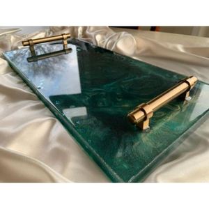 Bandeja de servicio de resina de una sola pieza de primera calidad hecha a mano con diseño de madera personalizado para uso en la cocina Ocasión de alimentos a precios extremos - Product Image 5