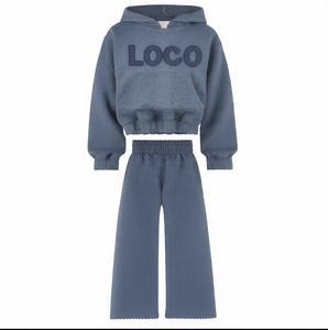 Conception personnalisée logo bords de l'ourlet brut couture appliques broderie Vintage strass blancs sérigraphie lavage à l'acide ensemble de survêtement - Product Image 5