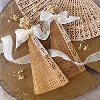 Éventail en papier de bambou personnalisé pour cadeau de mariage, éventail pliable écologique personnalisé