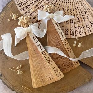 Abanico de Mano de Papel de Bambú Personalizado para Regalo de Boda, Abanico Plegable Personalizado Ecológico - Product Image 5