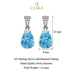 ต่างหูทรงหยดน้ำสีฟ้าคราม CLARA 925 เงินสเตอร์ลิง ชุบทองคำขาว 18K ประดับด้วยเพชรเซอร์โคเนียสวิส ของขวัญสำหรับผู้หญิงและเด็กผู้หญิง - Product Image 5