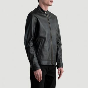 Chaqueta de motorista de cuero negro genuino para hombres Elegantes opciones personalizadas OEM disponibles a precios al por mayor Diseños elegantes de moda - Product Image 2