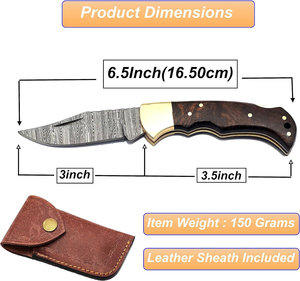 มีดทำครัวเหล็กดามัสกัสทำด้วยมือมีด้ามจับไม้รับประกัน3ปีต้นกำเนิดจากปากีสถาน - Product Image 2