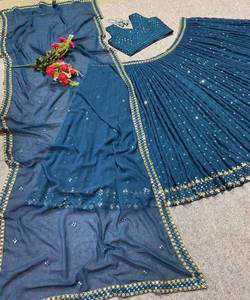 Lehenga Choli de Georgette con Bordado y Trabajo de Espejo, con Dupatta, Ropa de Novia, Precio al por Mayor, Prenda Étnica - Product Image 3