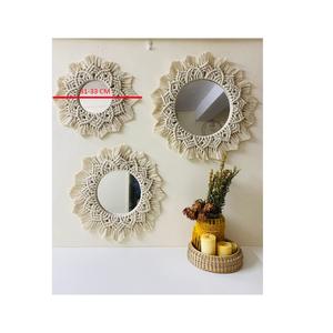 Decoración de espejo de pared de macramé colorido, diseño creativo, aspecto elegante, acabado Natural, decoración de Navidad, espejo montado en la pared - Product Image 5