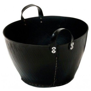 Panier à linge rond plaqué cuivre de qualité supérieure, écologique, en caoutchouc recyclé, avec poignée, pour bois de chauffage - Product Image 1