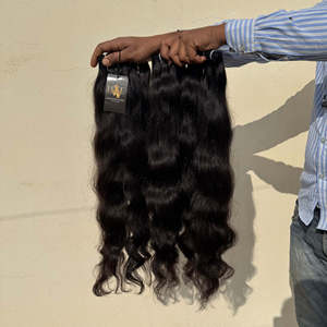 Prix de gros cheveux vierges indiens paquets de cheveux wefted paquets de cheveux humains à vagues profondes cheveux brésiliens bruts bouclés cheveux de la tempe - Product Image 2
