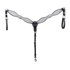 Caballo occidental de cuero negro de la mejor calidad, juego de tachuelas de caballo con una oreja, tachuelas plateadas, hechas a mano con tachuelas - Product Image 2