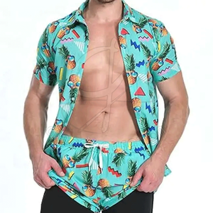 Camiseta informal transpirable ajustada de secado rápido para hombre, pantalones cortos de verano con patrón personalizado, hombros caídos y estampado de hojaldre - Product Image 2