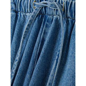 <b>Women's</b> Customized High Waisted <b>Denim</b> <b>Jogger</b> Pants Elastic Waist Ankle Tied Loose Straight Wide Leg Front Flat Pockets for - Product Image 6