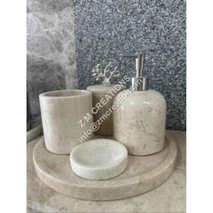 Hot Sellin marbre bain ensemble d'accessoires intérieur maison hôtel salles de bains décoration à la main solide marbre salle de bain ensemble accessoires - Product Image 5