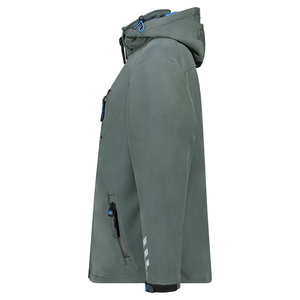 Chaqueta Softshell resistente al viento con cuello levantado para hombre, venta al por mayor, impermeable, duradera, ajustable, con capucha y cremallera - Product Image 5