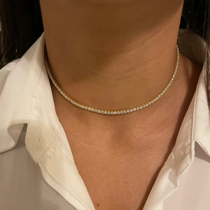 Collier élégant en or jaune et blanc 14 carats avec diamants 7 carats Chaînes à maillons tennis et tour de cou en or rose élégant - Product Image 1