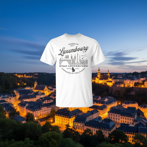 T-shirt promotionnel Travel to Luxembourg Western Europe Vintage Skyline - Product Image 1