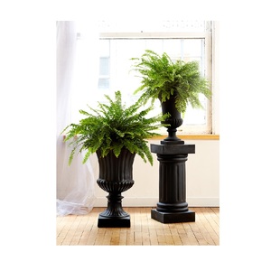 Vase à fleurs décoratif en aluminium noir avec piliers Vases de jardin d'extérieur pour salon hôtels restaurant Vase décoratif en métal - Product Image 1