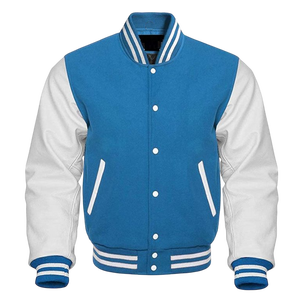 Chaqueta universitaria vintage de invierno de lana para hombre, chaqueta Letterman de escuela secundaria con bordado personalizado y cuello levantado - Product Image 1