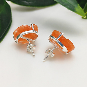 เครื่องประดับเงินทำด้วยมือ925ที่มีหินคาร์เนเลี่ยนธรรมชาติต่างหูพลอยแกะสลักรูปดอกกุหลาบเครื่องประดับอัญมณีอัญมณีราคาเป็นจำนวนมาก - Product Image 6