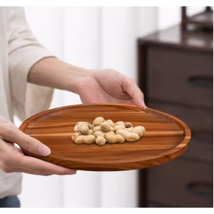 Plato de madera hecho a mano, plato de comedor de madera natural, plato de madera rústica para servir por glowin fashion - Product Image 3