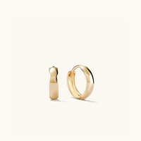Boucles d'oreilles créoles Huggie de luxe, style antique, en or 18 carats plaqué or blanc, petit design épuré, pour usage quotidien