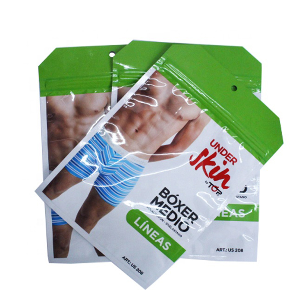 Custom Mylar Bag Ziplock Pouch Printing Transparent Plastic Packaging Underwear Zipper Waterproof ECO Smell Proof Packaging Bag