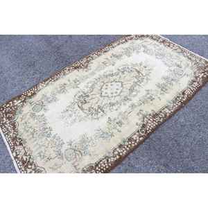 พรมวินเทจสไตล์ตุรกี ขนาด 3.7x6.9 ฟุต พรมขนสัตว์สีน้ำตาลขาวสไตล์โอเรียนทัล - Product Image 3