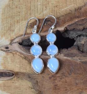 Pendientes Clásicos Hechos a Mano, Joyería de Plata de Ley 925 para Mujer, Plata de Ley 925 con Ópalo Lechoso, Pendientes de Estilo Bohemio - Product Image 4